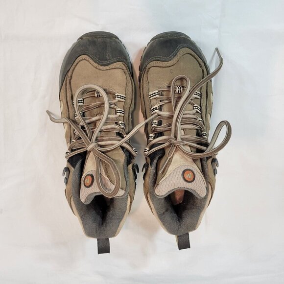 Merrell Radius Hiking Boots Women Size 6 High Top Waterproof Vibram Brown Gorp - Picture 2 of 9